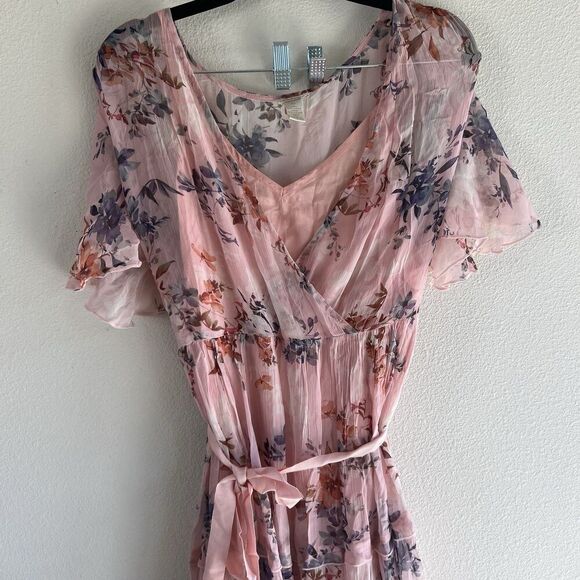 Sundance Alexandria Dress Floral Chiffon Teired Midi Women’s XL Garden Cottage - Picture 2 of 9